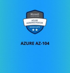 blue and green gradient with course name Azure AZ-104