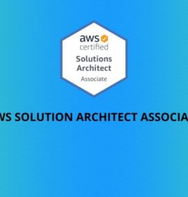 blue and green gradient with the course name AWS Solutions Architect Associate